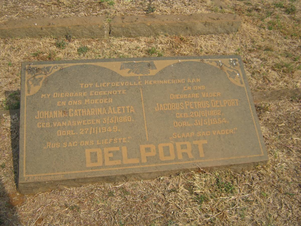 DELPORT Jacobus Petrus 1862-1954 &amp; Johanna Catharina Aletta VAN ASWEGEN 1860-1949