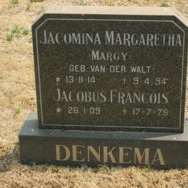 DENKEMA Jacobus Francois 1909-1979 &amp; Jacomina Margaretha VAN DER WALT 1914-1994