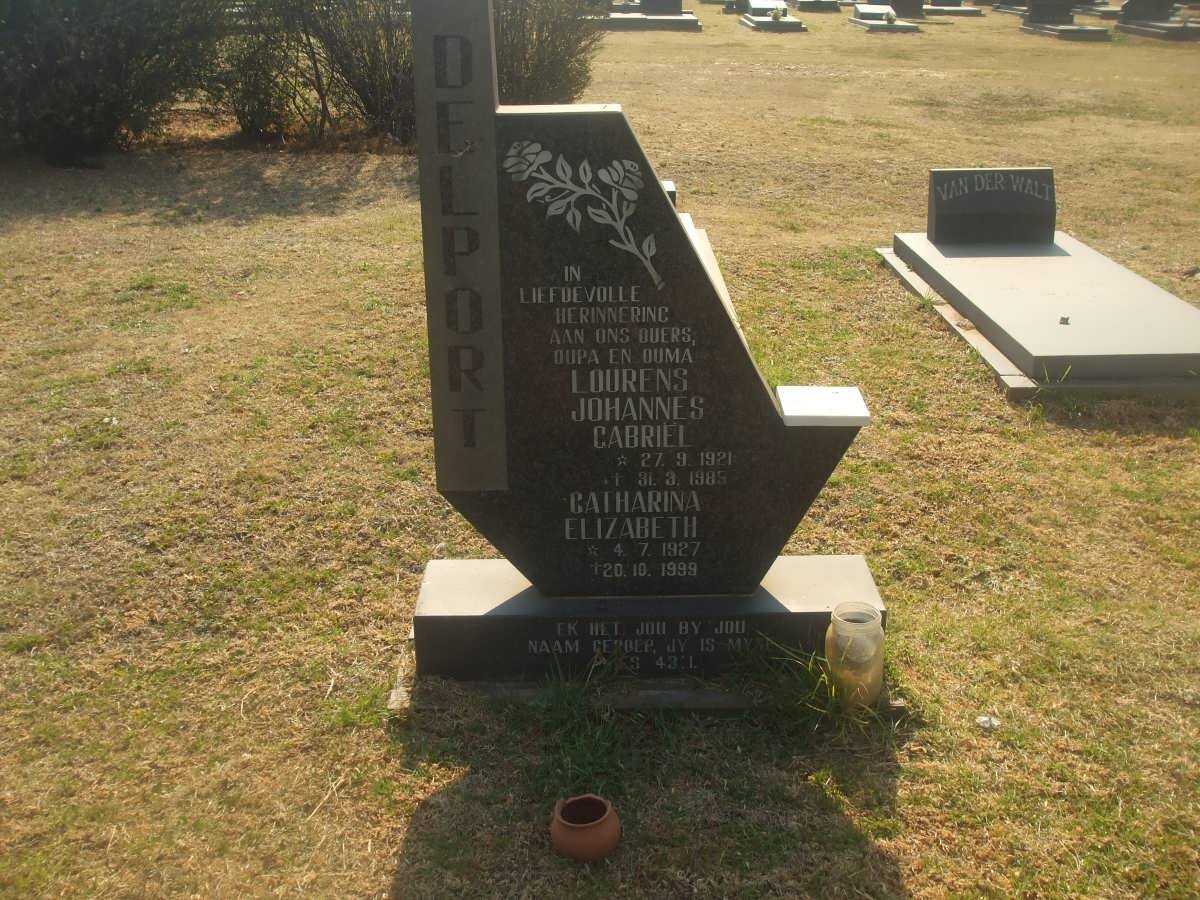 DELPORT Lourens Johannes Gabriel 1921-1985 &amp; Catharina Elizabeth 1927-1999