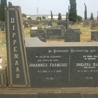 DIPPENAAR Johannes Francois 1910-1975 &amp; Johanna Maria DE WITT 1914-2003