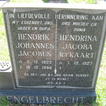 ENGELBRECHT Hendrik Johannes Jacobus 1922-1988 &amp; Hendrina Jacoba RYKAART 1927-