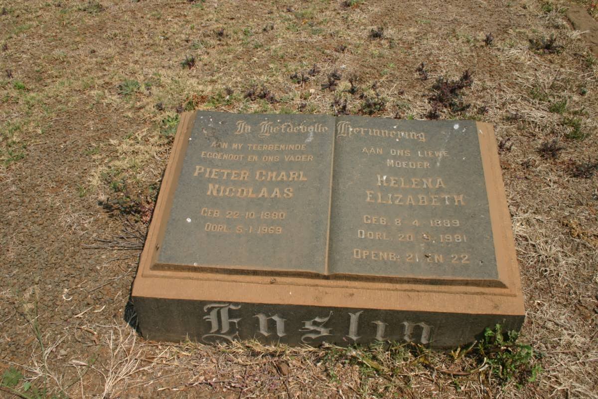 ENSLIN Pieter Charl Nicolaas 1880-1969 &amp; Helena Elizabeth 1889-1981