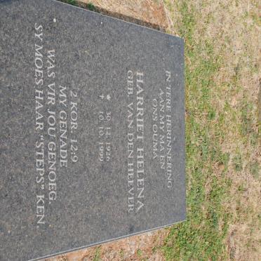 ERASMUS Harriet Helena nee VAN DEN HEEVER 1926-1999