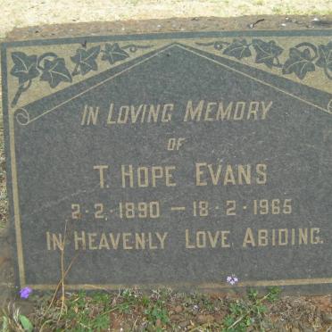 EVANS T. Hope 1890-1965