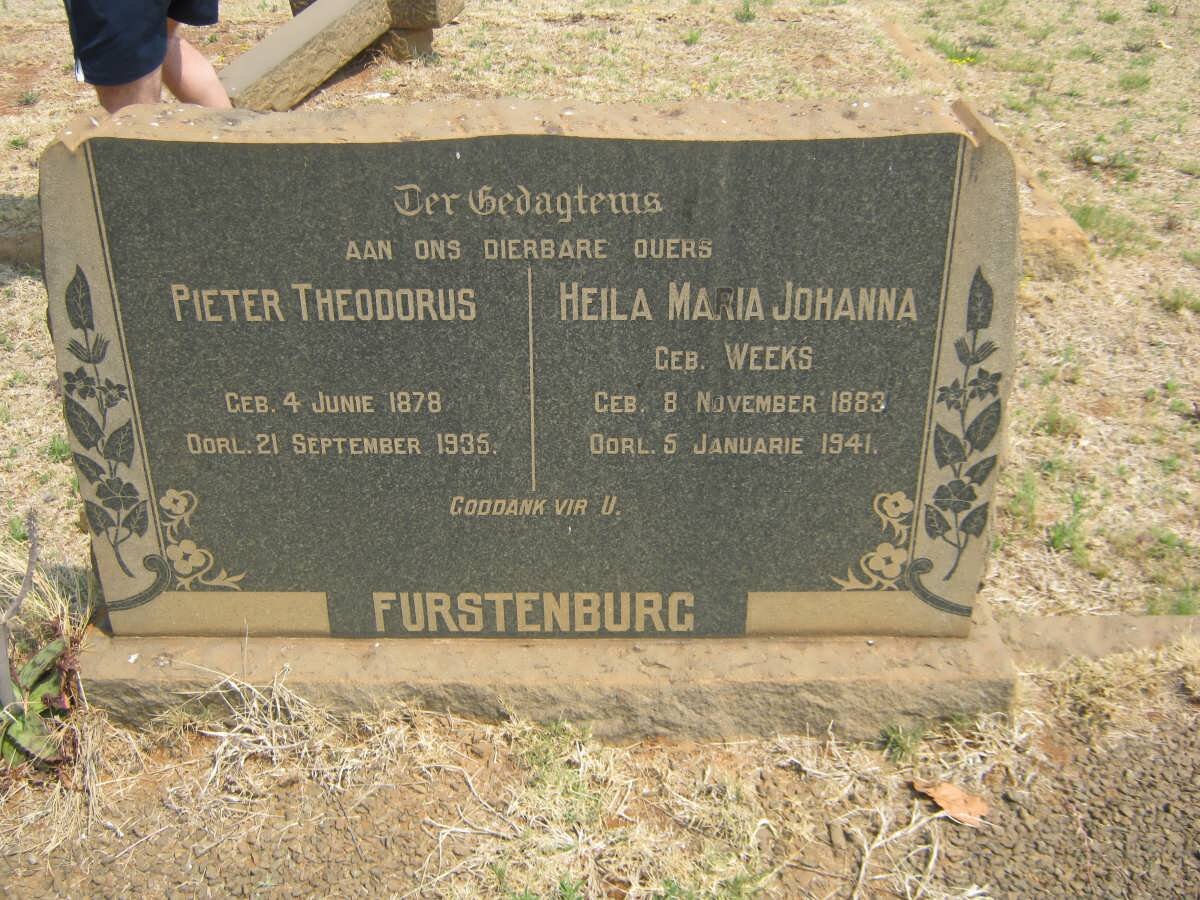 FURSTENBURG Pieter Theodorus 1878-1935 &amp; Heila Maria Johanna WEEKS 1883-1941