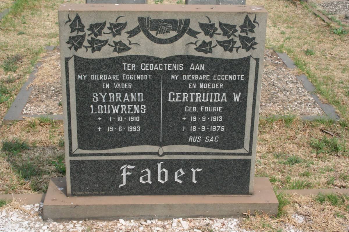 FABER Sybrand Louwrens 1910-1993 &amp; Gertruida W. FOURIE 1913-1975
