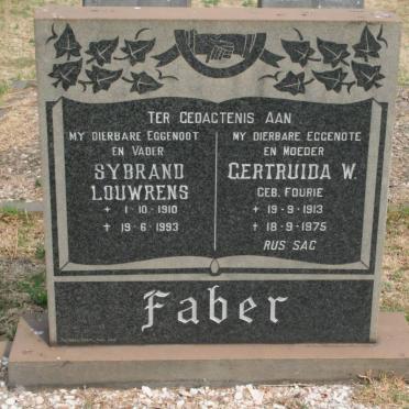 FABER Sybrand Louwrens 1910-1993 &amp; Gertruida W. FOURIE 1913-1975