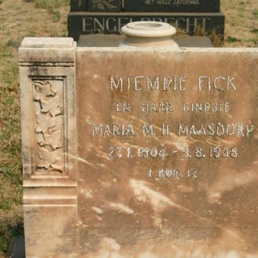 FICK Miempie :: MAASDORP Maria M.H. 1904-1938