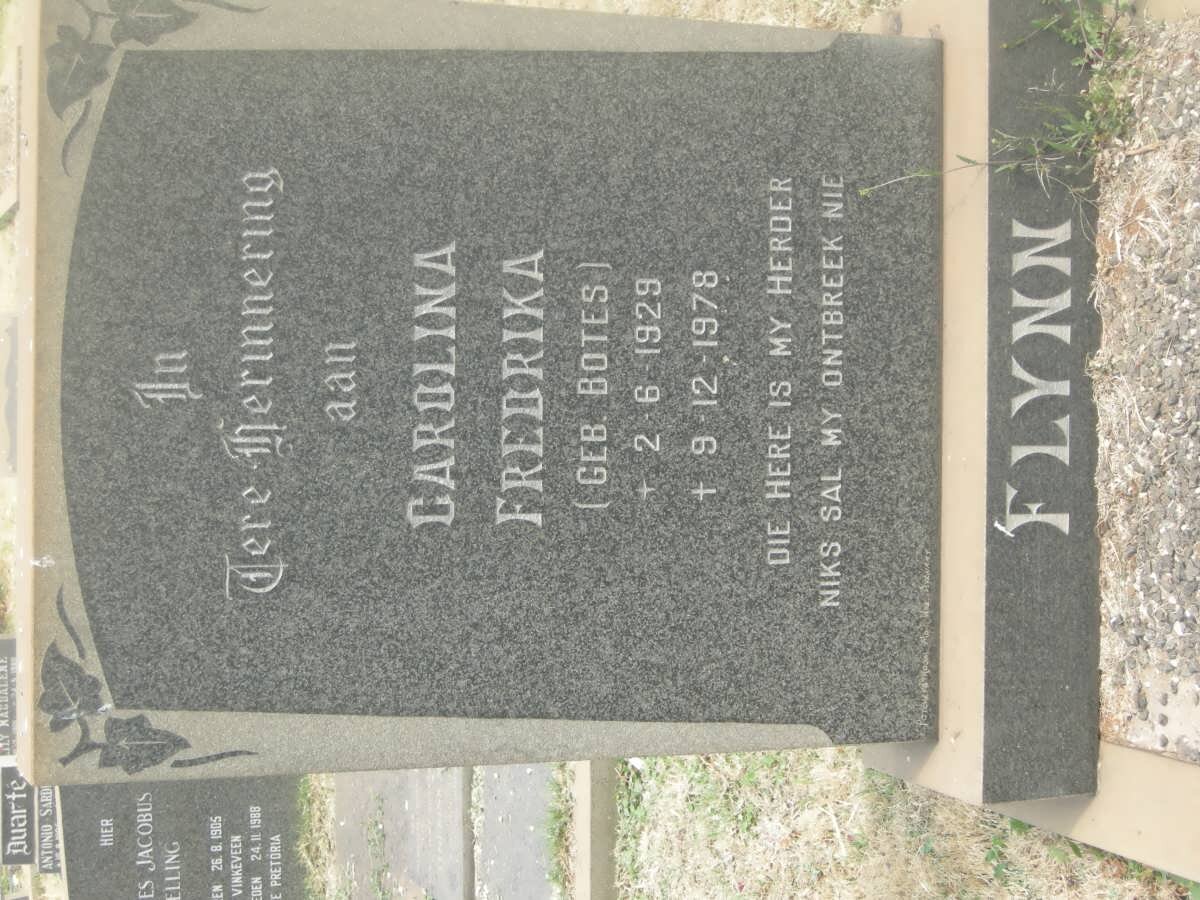 FLYNN Garolina Frederika nee BOTES 1928-1978