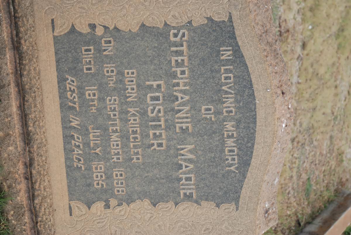 FOSTER Stephanie Marie nee KRIEGLER 1898-1965