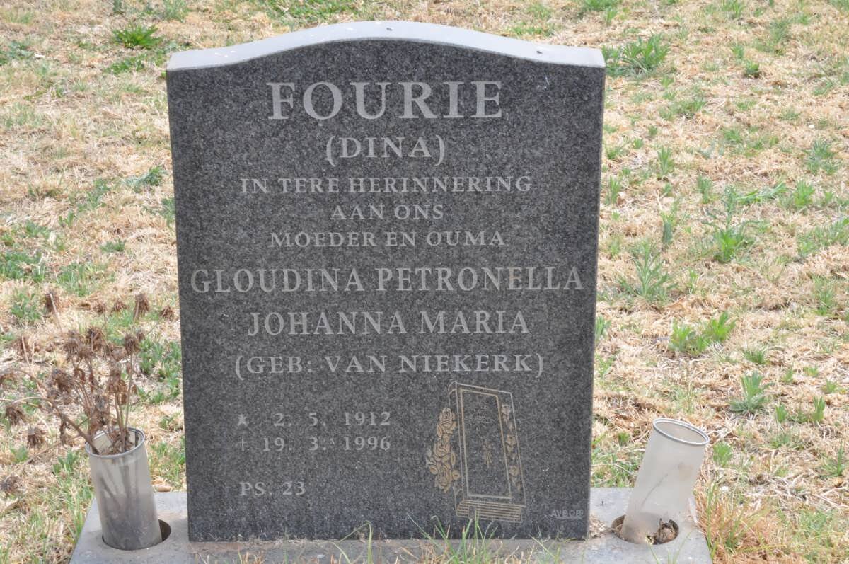 FOURIE Gloudina Petronella Johanna Maria nee VAN NIEKERK 1912-1996