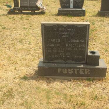 FOSTER James Sameul 1933-1994 &amp; Johanna Magdalena 1942-