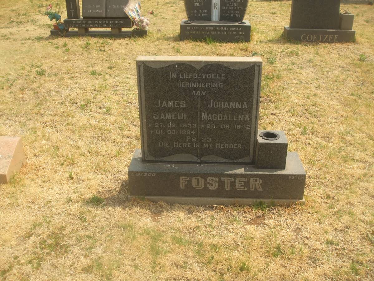 FOSTER James Sameul 1933-1994 &amp; Johanna Magdalena 1942-
