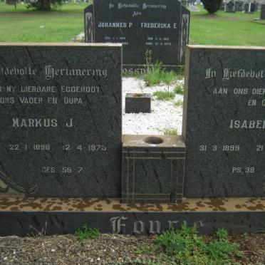 FOURIE Markus J. 1898-1973 &amp; Isabella J. 1899-1986