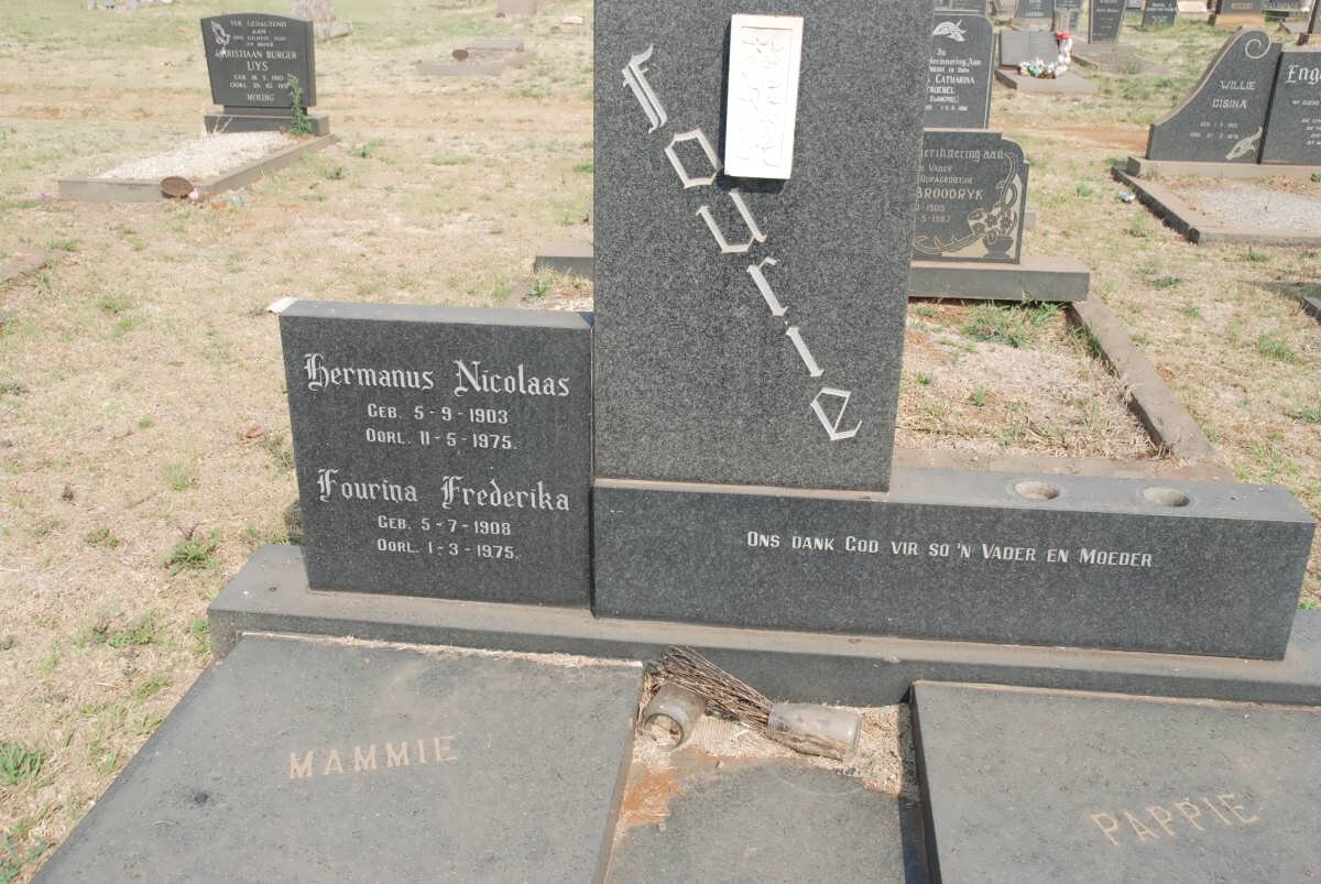 FOURIE Hermanus Nicolaas 1903-1975 &amp; Fourina Frederika 1908-1975
