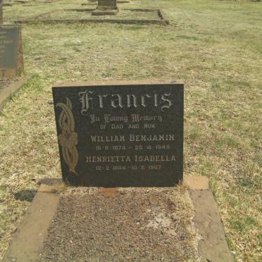 FRANCIS William Benjamin 1874-1949 &amp; Henriette Isabella 1884-1967