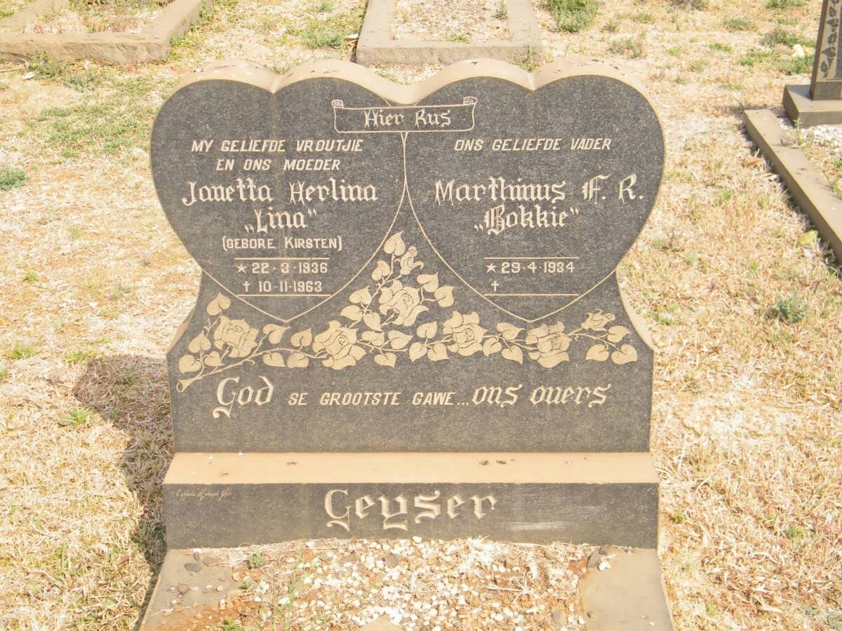 GEYSER Marthinus F.R. 1934- &amp; Janetta Herlina KIRSTEN 1936-1963 