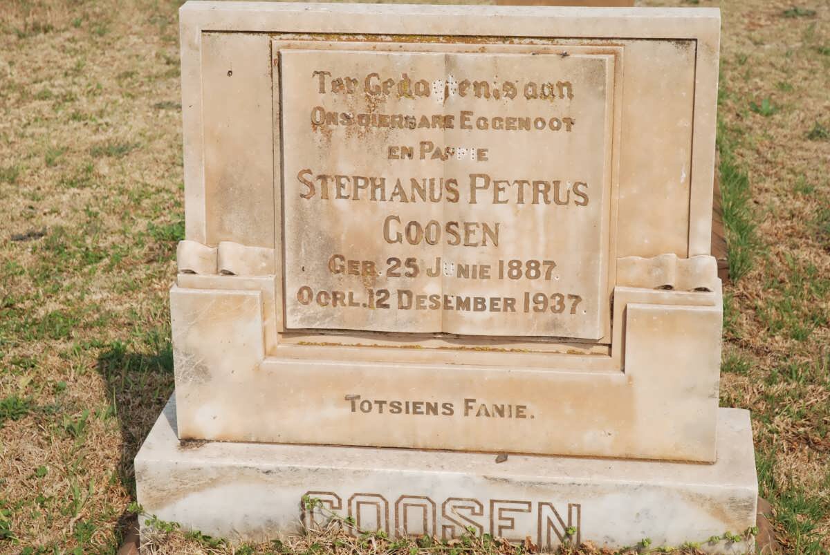 GOOSEN Stephanus Petrus 1887-1937