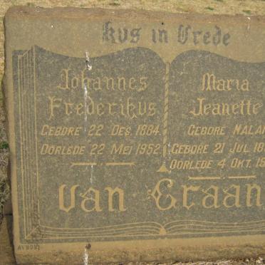 GRAAN Johannes Frederikus, van 1884-1952 &amp; Maria Jeanette MALAN 1886-1971