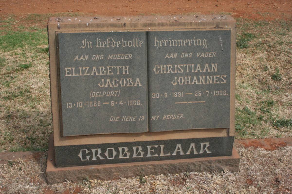 GROBBELAAR Christiaan Johannes 1891-1966 &amp; Elizabeth Jacoba DELPORT 1886-1966