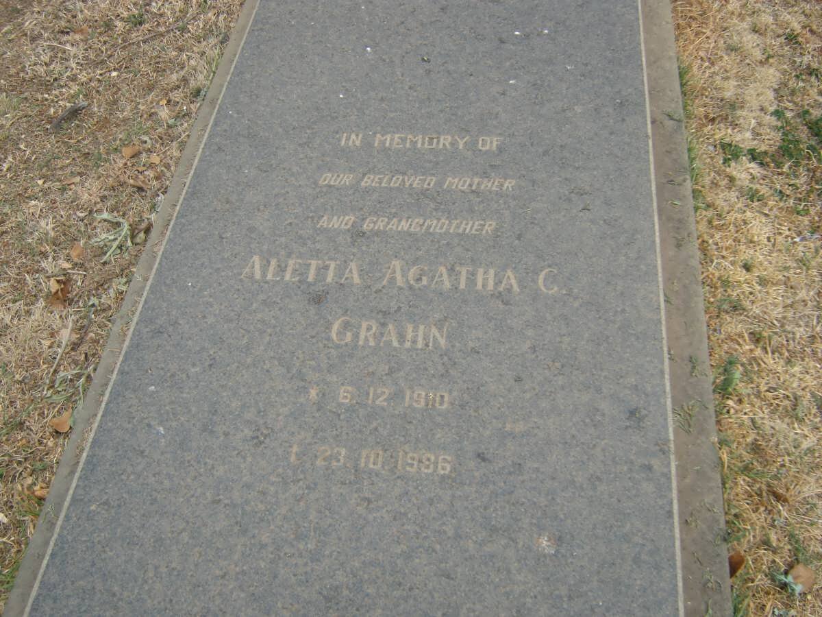GRAHN Aletta Agatha C. 1910-1986
