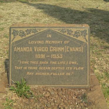 GRIMM Amanda Virgo nee EVANS 1891-1953