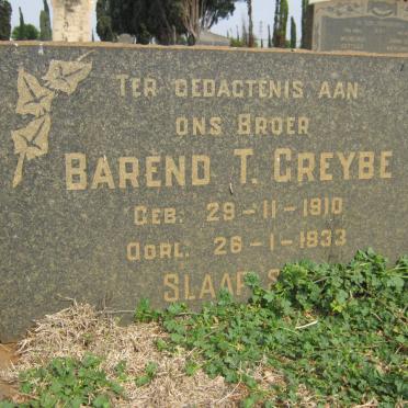GREYBE Barend T. 1910-1933