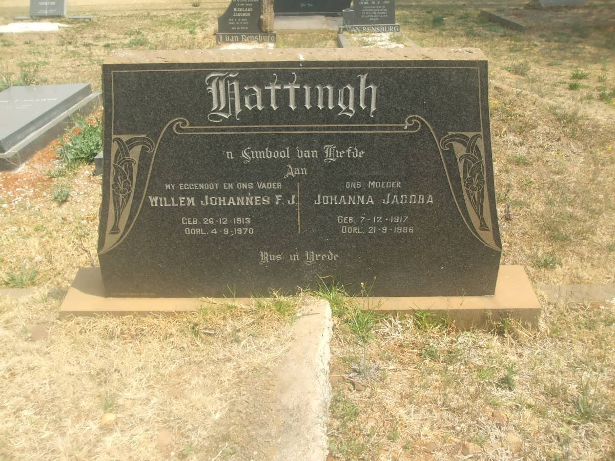 HATTINGH Willem Johannes F.J. 1913-1970 &amp; Johanna Jacoba 1917-1986