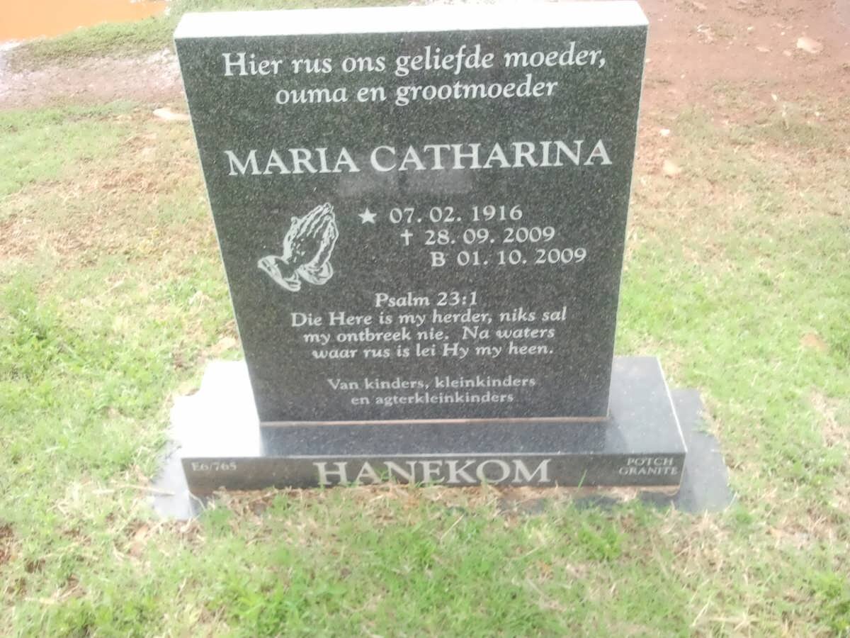 HANEKOM Maria Catharina 1916-2009