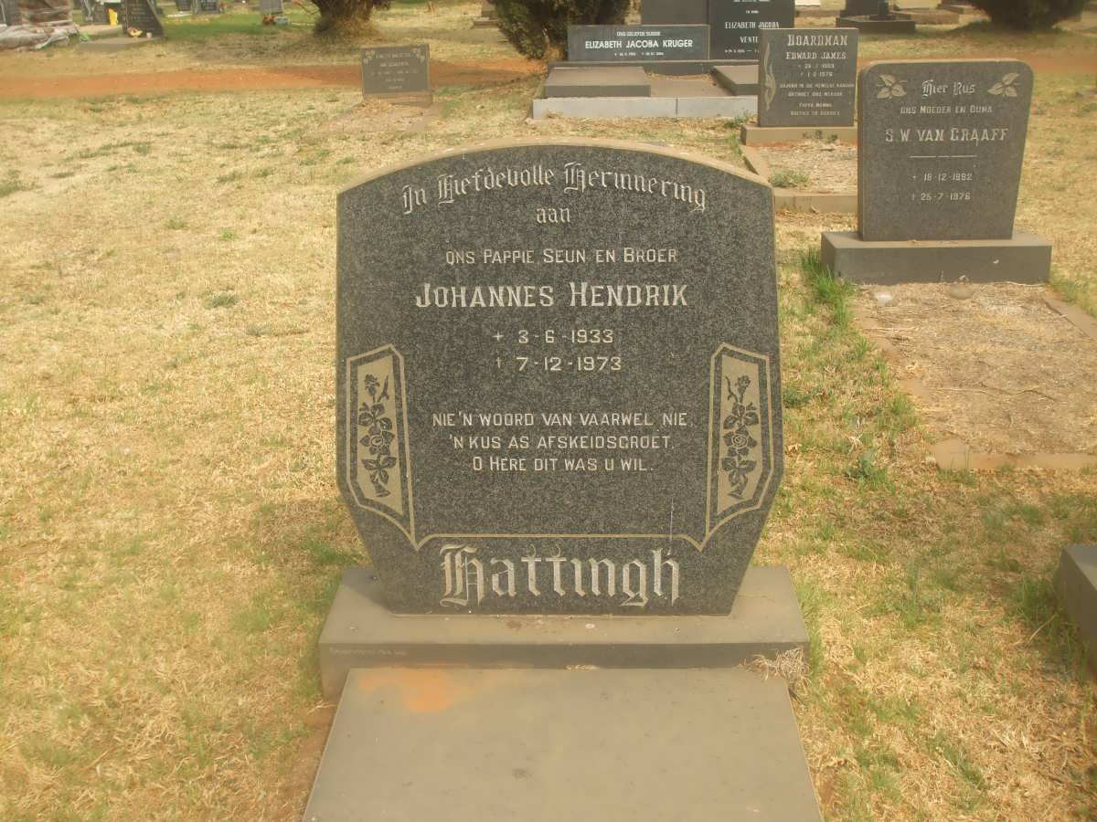HATTINGH Johannes Hendrik 1933-1973