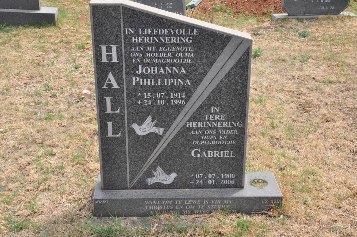 HALL Gabriel 1900-2000 &amp; Johanna Phillipina 1914-1996