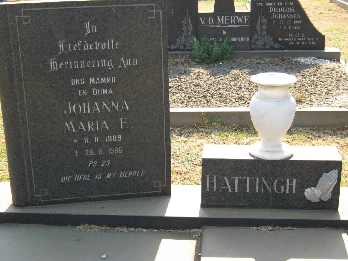 HATTINGH Johanna Maria E. 1909-1986