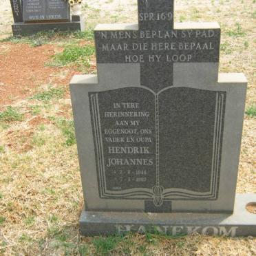 HANEKOM Hendrik Johannes 1944-1997