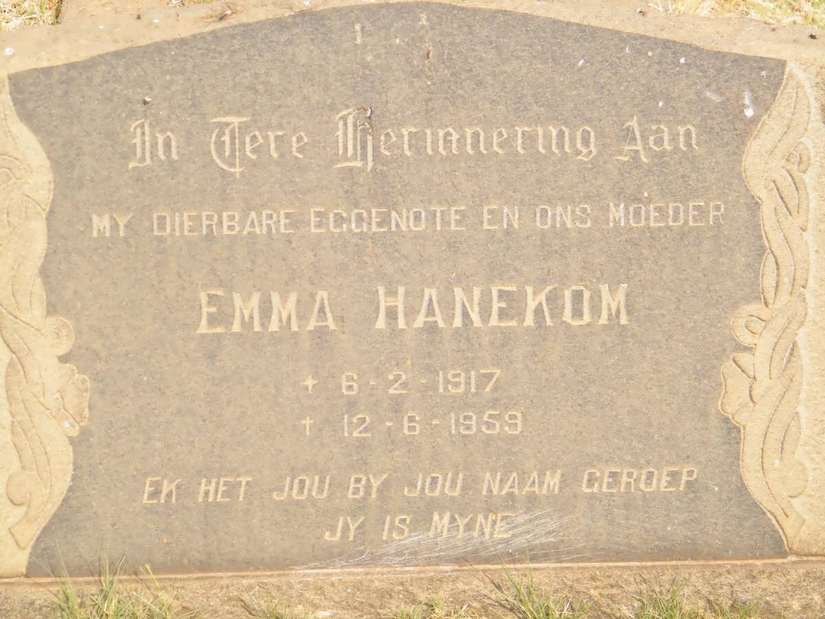 HANEKOM Emma 1917-1959