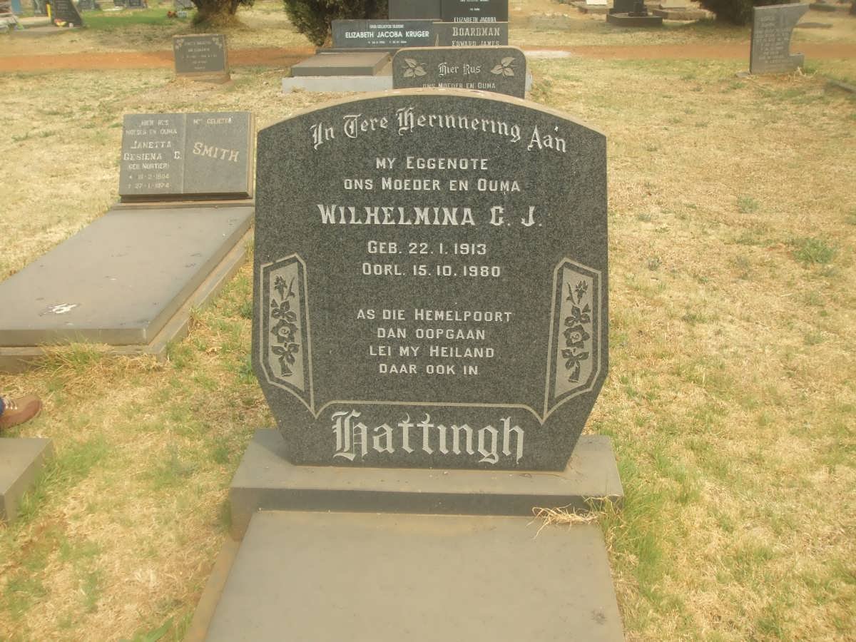HATTINGH Wilhelmina C.J. 1913-1980