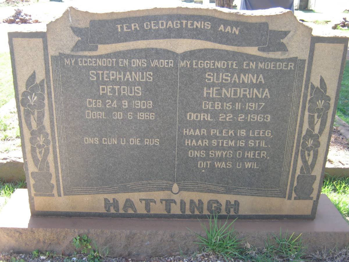 HATTINGH Stephanus Petrus 1908-1966 &amp; Susanna Hendrina 1917-1963