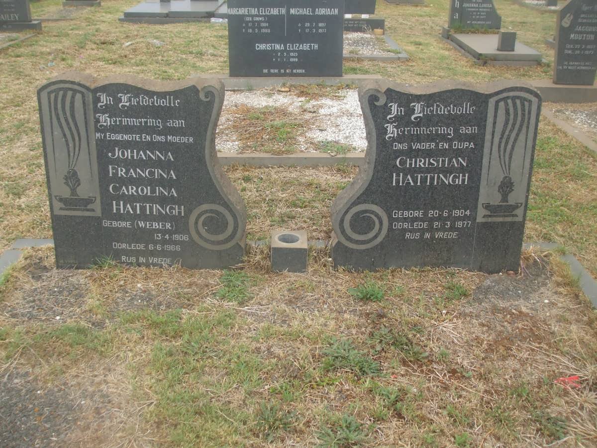 HATTINGH Christian 1904-1977 &amp; Johanna Francina Carolina WEBER 1906-1966