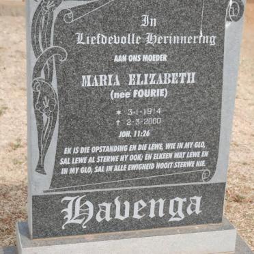HAVENGA Maria Elizabeth nee FOURIE 1914-2000