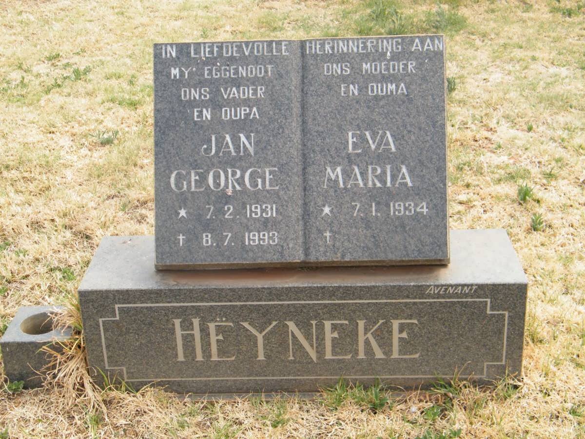 HEYNEKE Jan George 1931-1993 &amp; Eva Maria 1934-