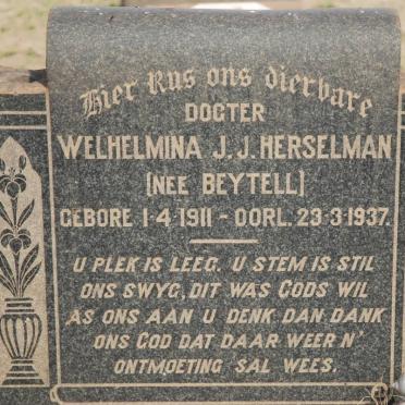 HERSELMAN Welhelmina J.J. nee BEYTEL 1911-1937