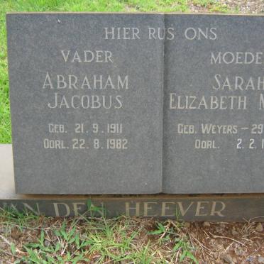 HEEVER Abraham Jacobus, van den 1911-1982 &amp; Sarah Elizabeth Maria WEYERS 1913-1991