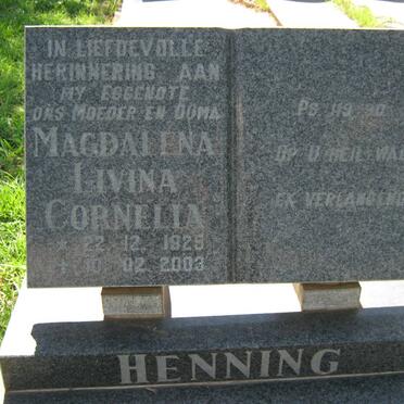 HENNING Magdalena Livina Cornelia 1925-2003