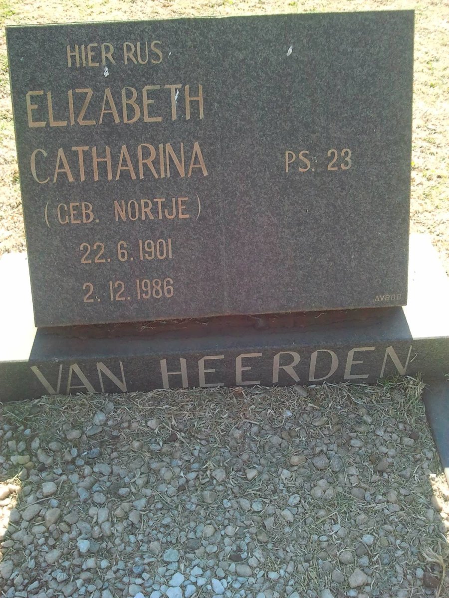 HEERDEN Elizabeth Catharina, van nee NORTJE 1901-1986