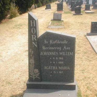 HORN Johannes Willem 1912-1988 &amp; Agatha Maria 1917-