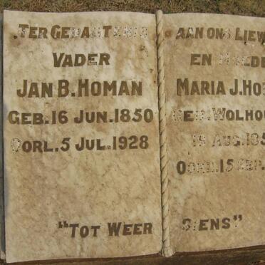 HOMAN Jan B. 1850-1928 &amp; Maria J. WOLHOUTEN 1850-1933