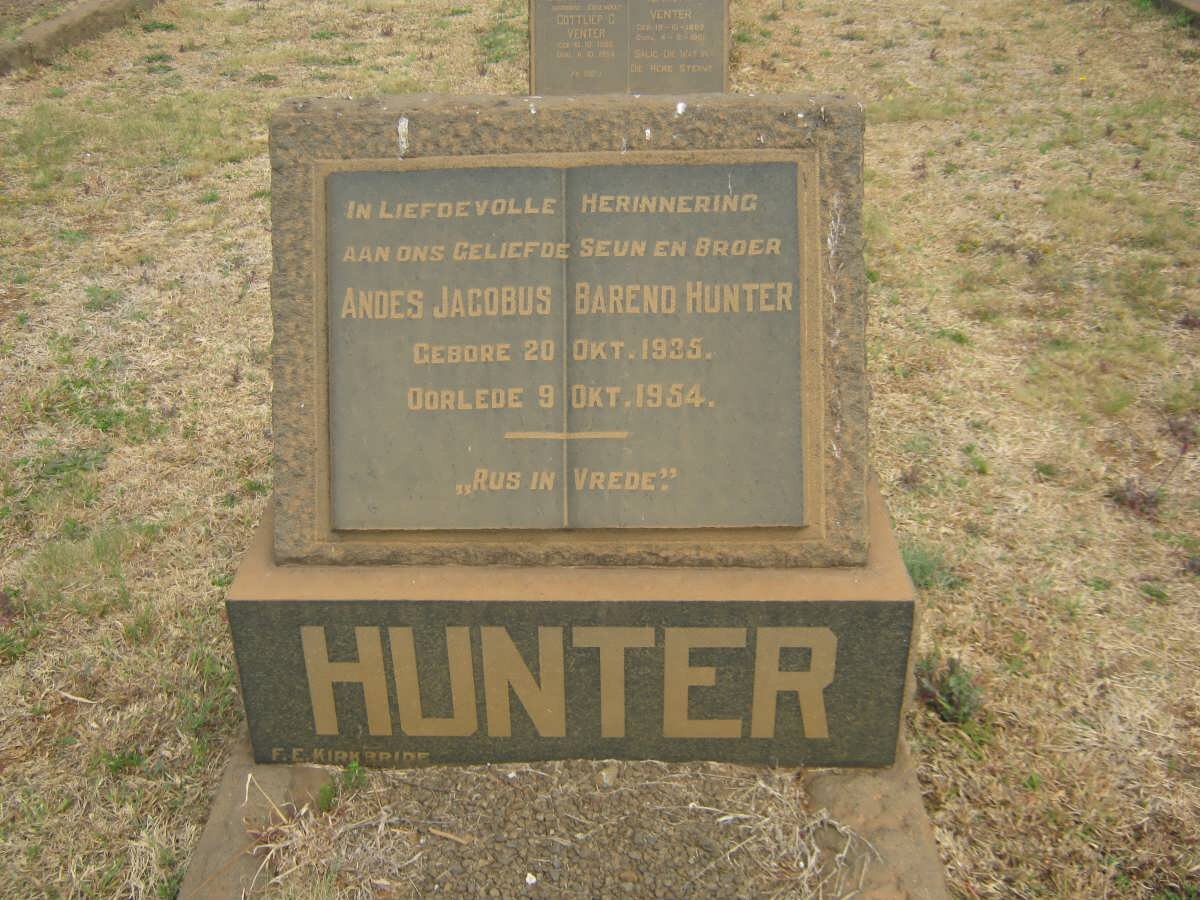 HUNTER Andes Jacobus Barend 1935-1954