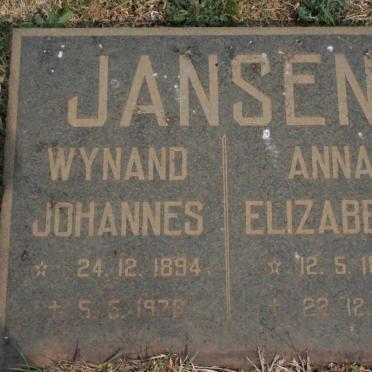 JANSEN Wynand Johannes 1894-1976 &amp; Anna Elizabeth 1898-1982