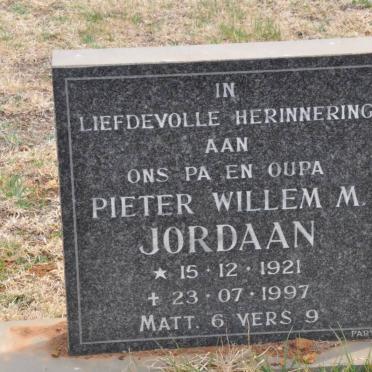 JORDAAN Pieter Willem M. 1921-1997