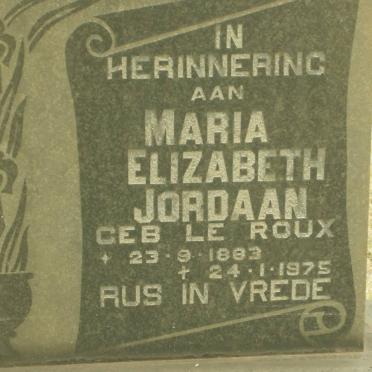 JORDAAN Maria Elizabeth nee LE ROUX 1883-1975