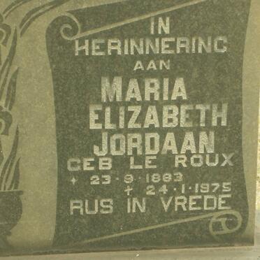 JORDAAN Maria Elizabeth nee LE ROUX 1883-1975
